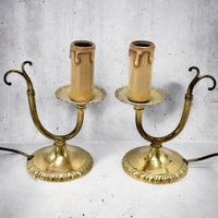 Paire de lampes de chavet vintage RUEL en laiton doré