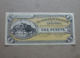 Spanien Denia ++ 1 Peseta 26. Sept. 1936