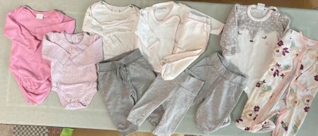 Babykleider Set in Grösse 62/68 rosa-grau