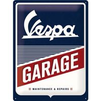 Vespa Garage Hängeschild Blechschild Wandbild 20x10cm