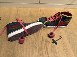 Heelys Rollschuh Schuhe schwarz pink mit Werkzeug gebraucht