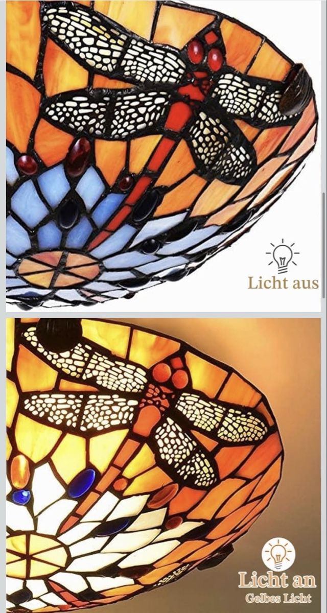 Kronleuchter & Deckenlampen: Deckenleuchte Tiffany Stil Retro Buntglas – Neu und originalverpackt aus Strengelbach von retourenjaeger.ch 2