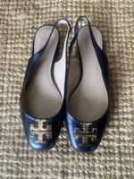 Tory Burch Slingpumps, Gr. 38, Leder schwarz/gold Top