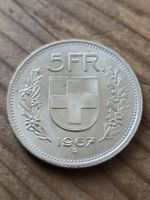 5 Franken 1967 Schweiz CHF Münze guter Zustand