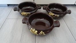 3 Schalen braun mit Blumenmuster guter Zustand
