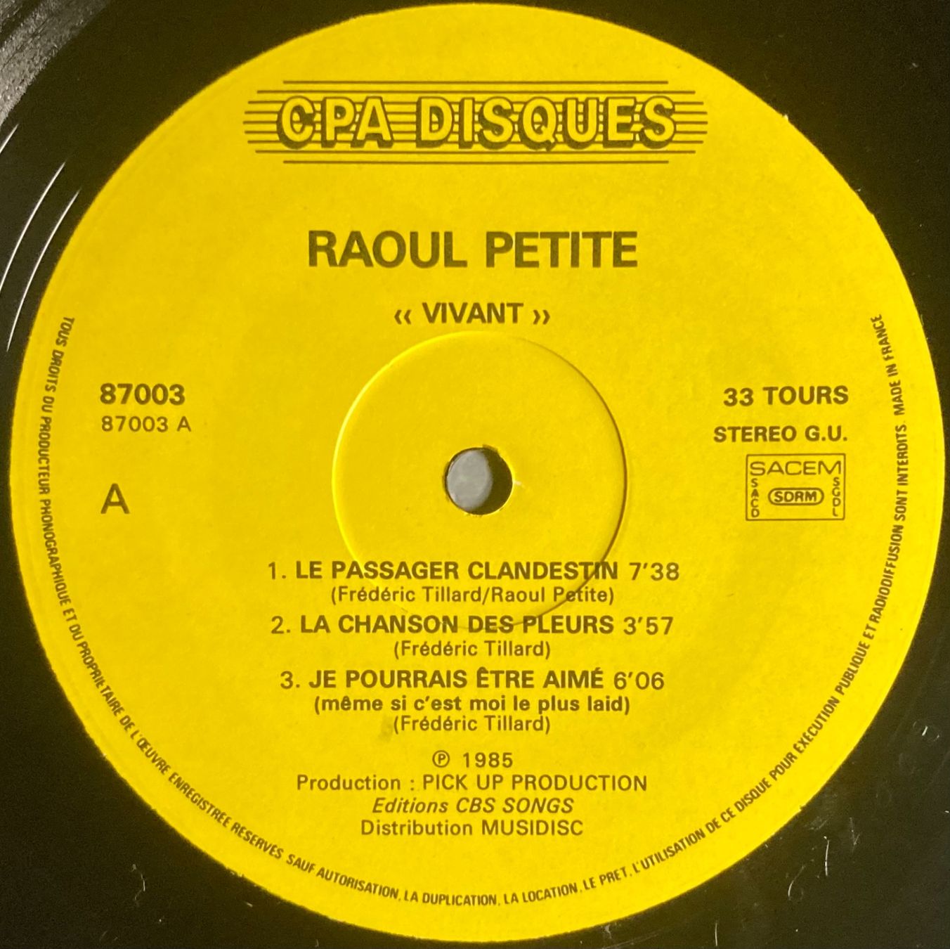 Schallplatten: RAOUL PETITE - VIVANT – Gebraucht aus Poliez-Pittet von Newtown-Records 2