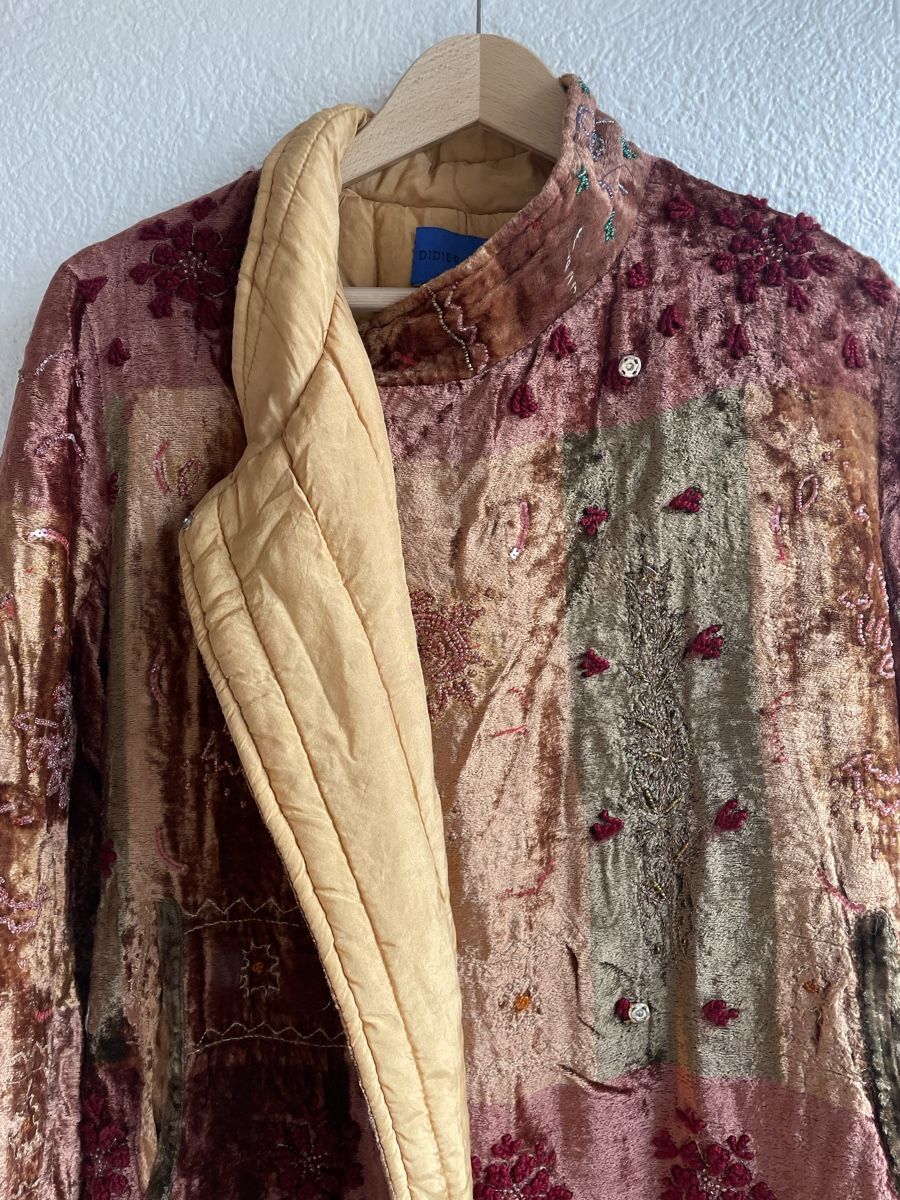 Cardigan Chemisier Vintage Didier Parakian - Taille 38 - Vert Foncé & Marron - Motif Floral - Automne
