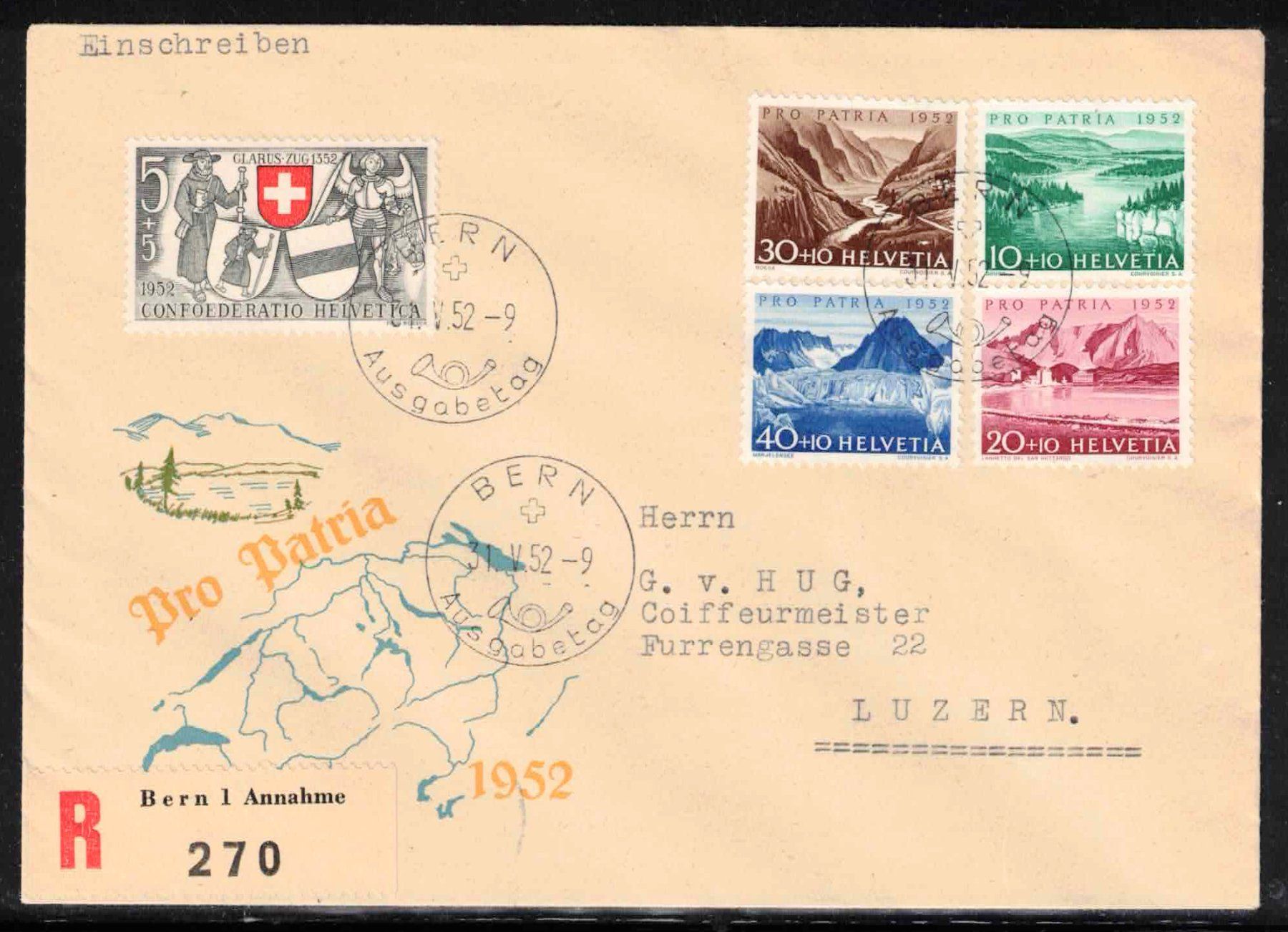 Tutti i francobolli: 1952 Pro Patria FDC mit Illustration P2 – Nuovo (secondo la descrizione) da Nuglar venduto da Stamp88