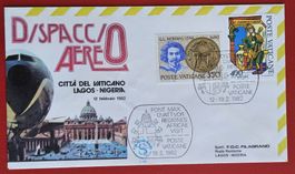 VATIKAN NIGERIA AFRIKA FLUGPOST FLUG PAPST ROM LAGOS 1982