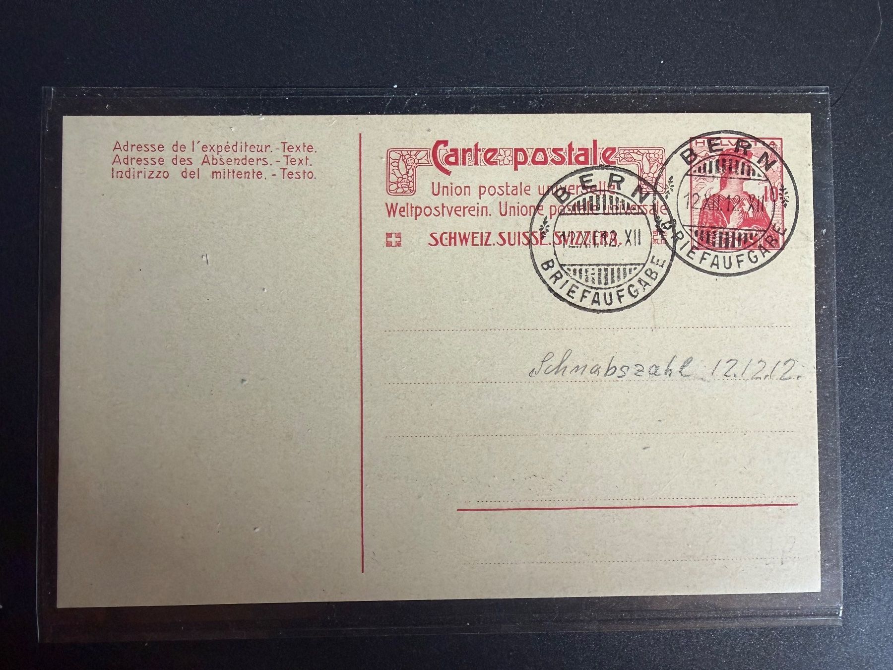 Tutti i francobolli: Schnapszahl  12.XII.12.  XII – Usato da untervaz venduto da Wingert