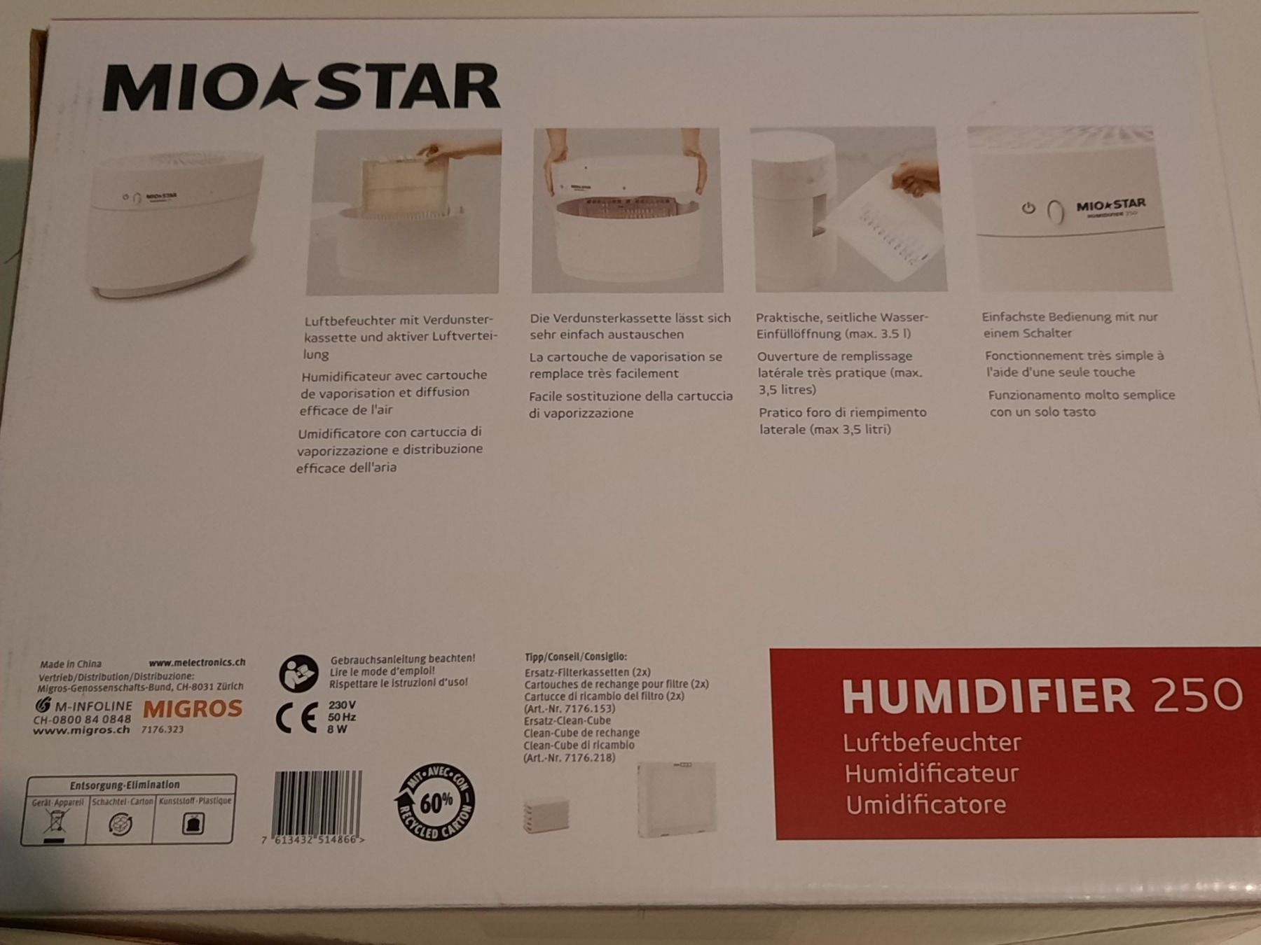 Mio Star Humidificateurs: Luftbefeuchter Humidifier 250 Miostar – Neuf (Voir description) à Luzern par brungi 4