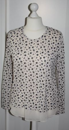 Pullover mit Chiffon - Schösschen blassorange blau Gr. XL
