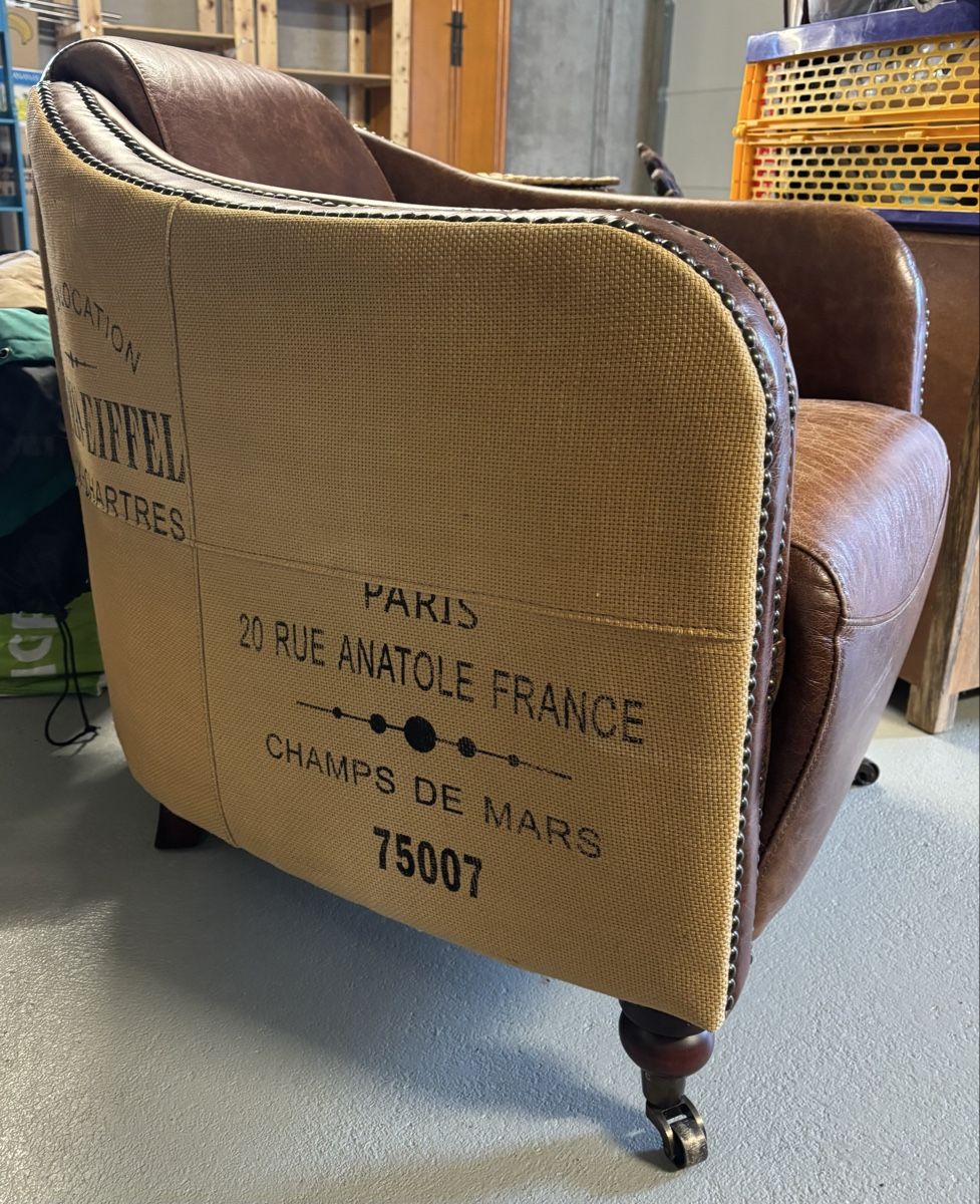 Maisons du monde Poltrone: Vintage Ledersessel mit Paris-Print! – Usato da Gurmels venduto da dan_ptl6 1