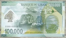 Líban 100.000 Livres Polymer Comemorative UNC