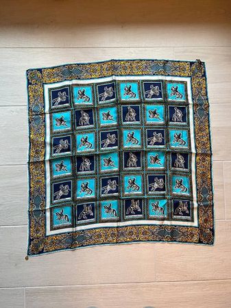 Carré foulard en soie Pura Seta Motif équestre Made in Italy
