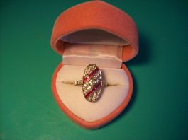 Ring Art-Deco + Rubin & Diamanten NEU