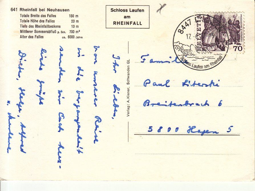 Cartoline postali: Rheinfall 1987 – Usato da Bürglen TG venduto da StampGraf 1