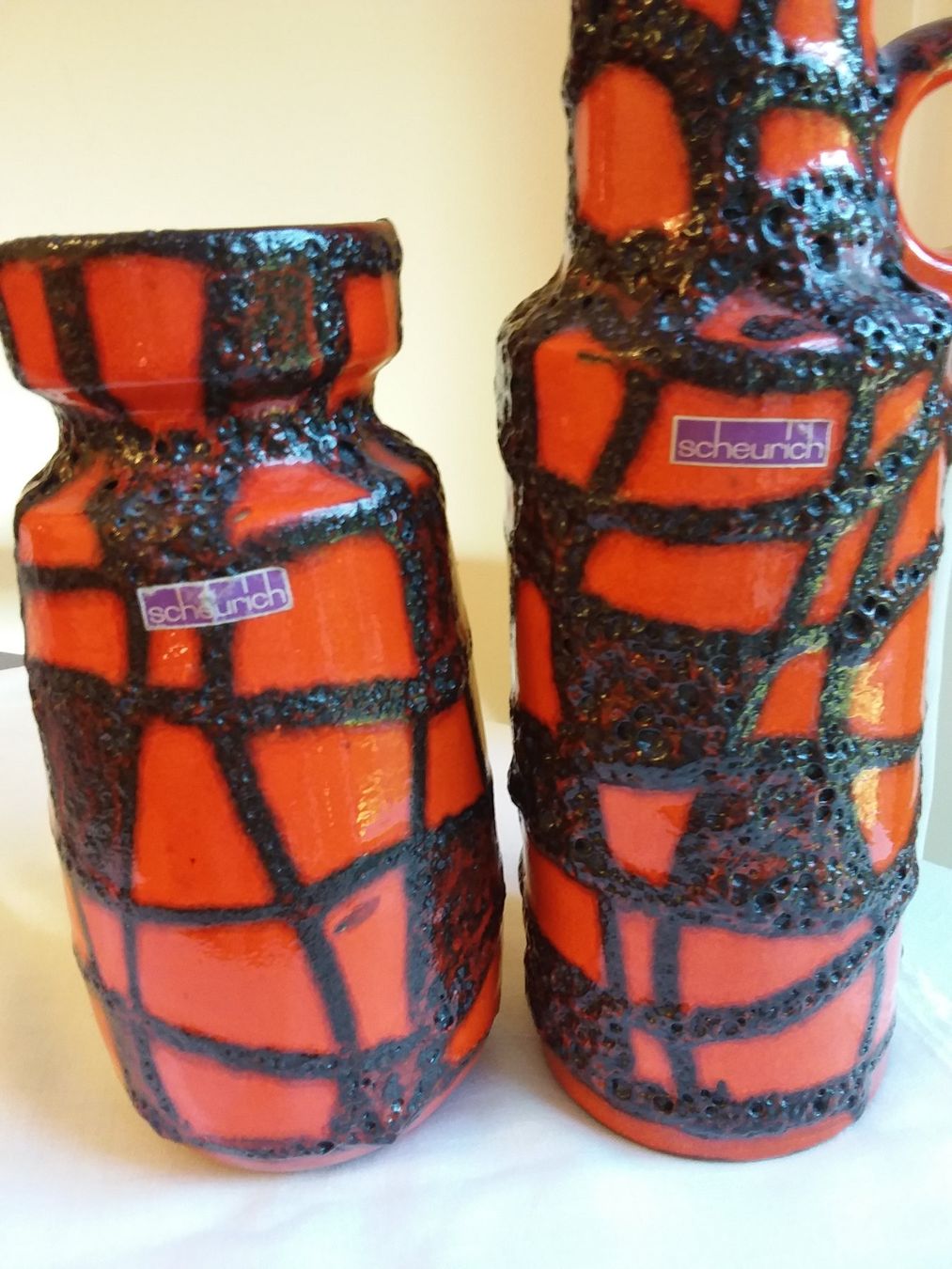 Vasen & Gefässe: 2 Fat Lava Scheurich Germany Vasen Rot/Schwarz – Gebraucht aus Zürich von helsan