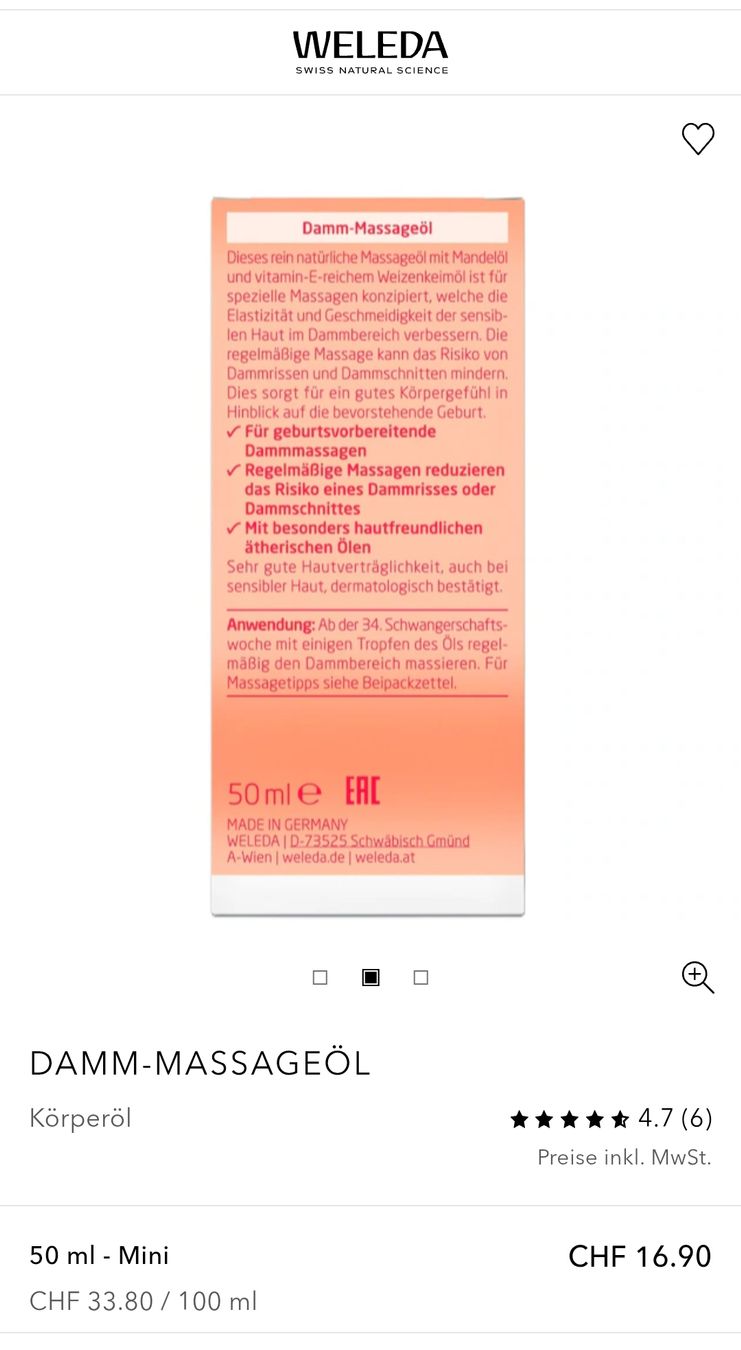 Weleda Idratazione: Weleda Dammmassage Öl – Nuovo e nell'imballaggio originale da Othmarsingen venduto da van_h5yh 1