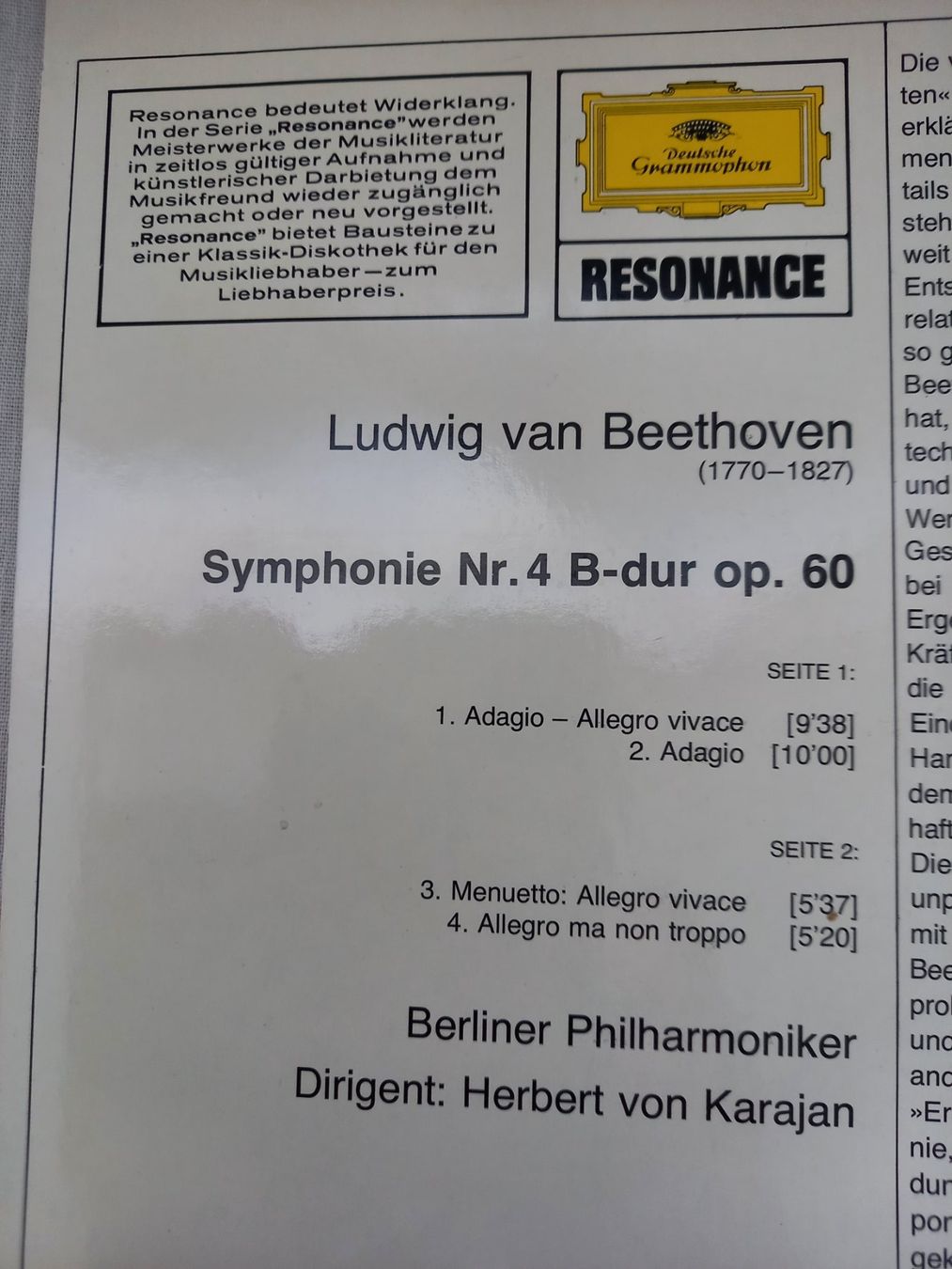 Dischi in vinile: KLASSIK-LP "Beethoven - Symphonie Nr. 4" – Nuovo (secondo la descrizione) da Binningen venduto da mar_2jlr 3