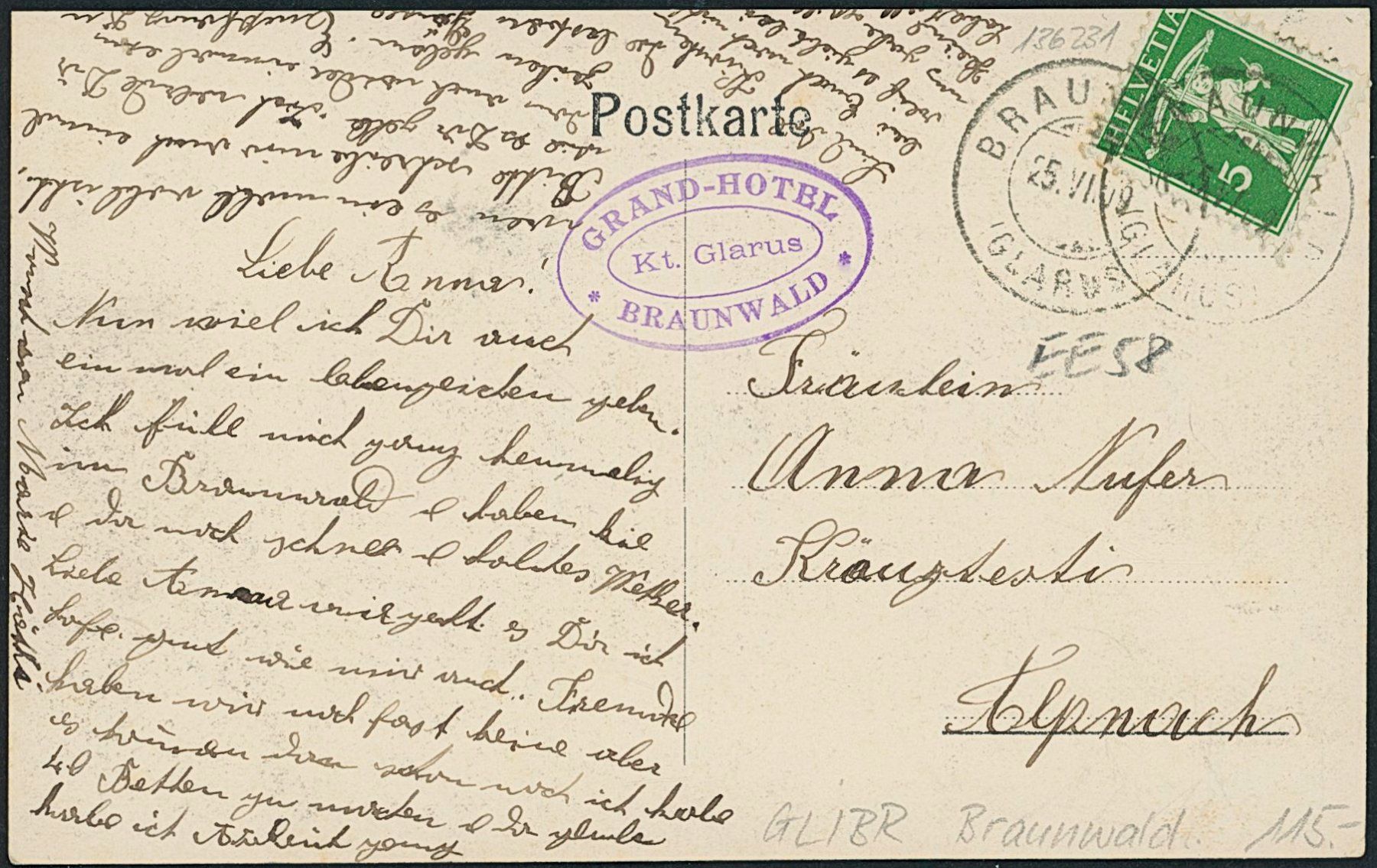 Cartoline postali: GL Braunwald – Usato da Schindellegi venduto da leecollect 1