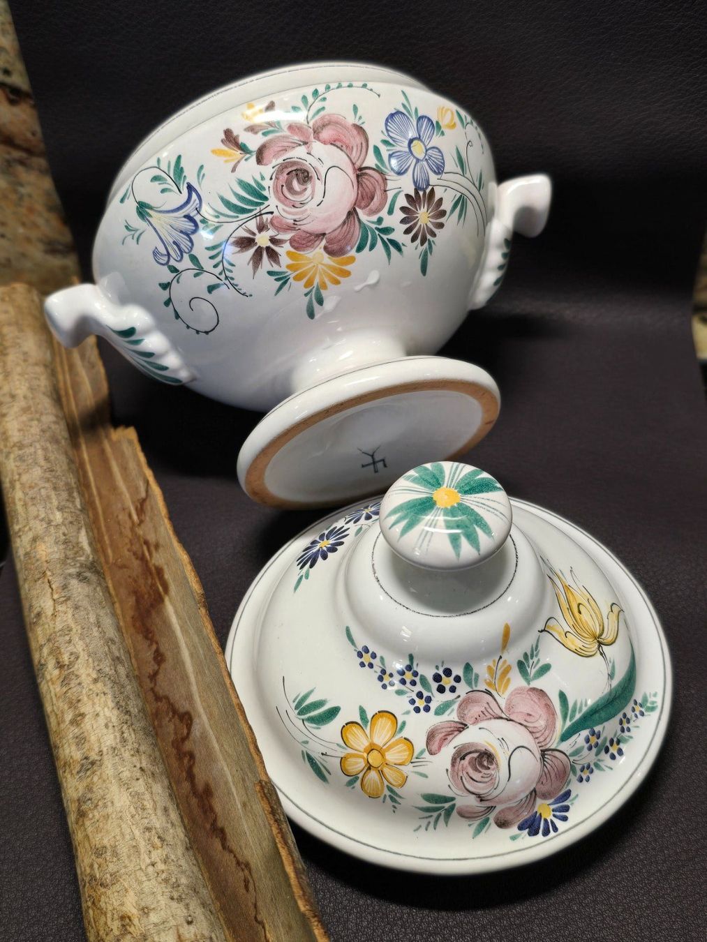 Schalen: Blumen-Suppenterrine, Vintage Keramik, Handbemalt – Gebraucht aus Walkringen von Vanuca 8