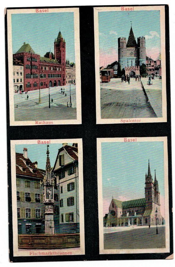 Ansichtskarten: Basel, Mehrbilderkarte, um 1910 – Gebraucht aus Frauenfeld von POML