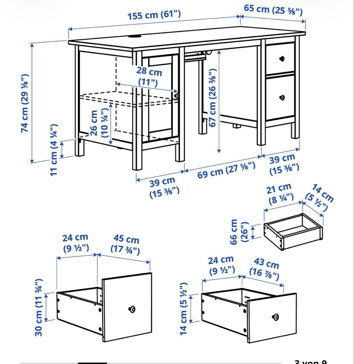 Scrivanie: Pult, weiss gebeizt, HEMNES – Usato da Eschenbach LU venduto da cherryplum 1