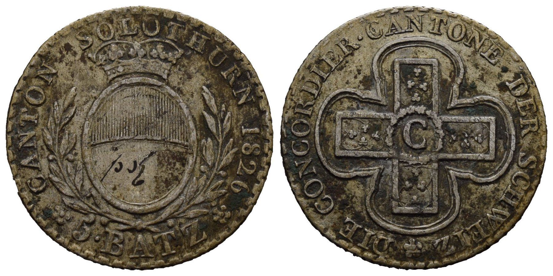 Tutti le monete: Solothurn 5 Batzen 1826  /2006 – Usato da Trimbach venduto da Solothurn1