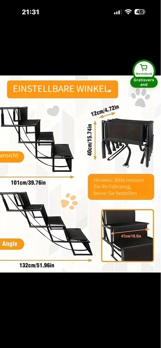 Treppen: Auto- Hunde- Treppe  – Neu und originalverpackt aus St. Gallen von Sinderella24 2
