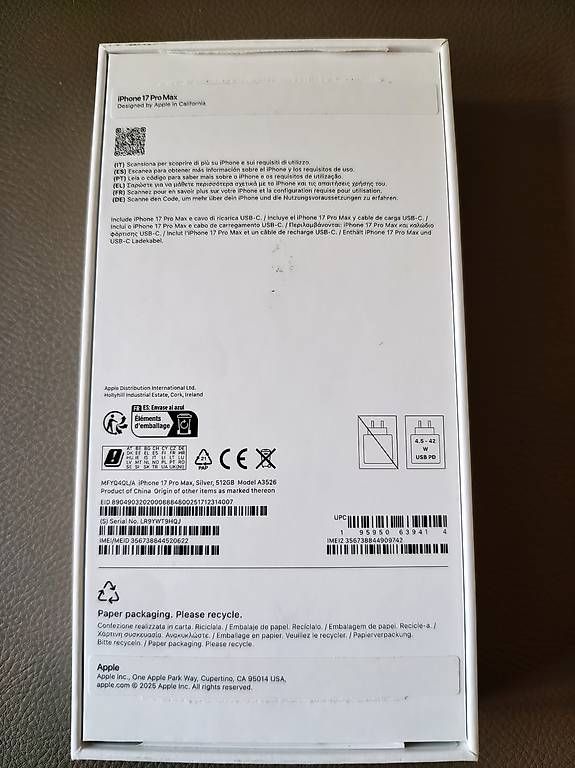 Telefoni cellulari / Smartphones: Iphone 17 pro max 512gb neuf – Usato da Delémont venduto da rooms2 3