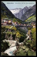 AK Goeschenen, Gotthardbahnviadukt und der Dammagletscher