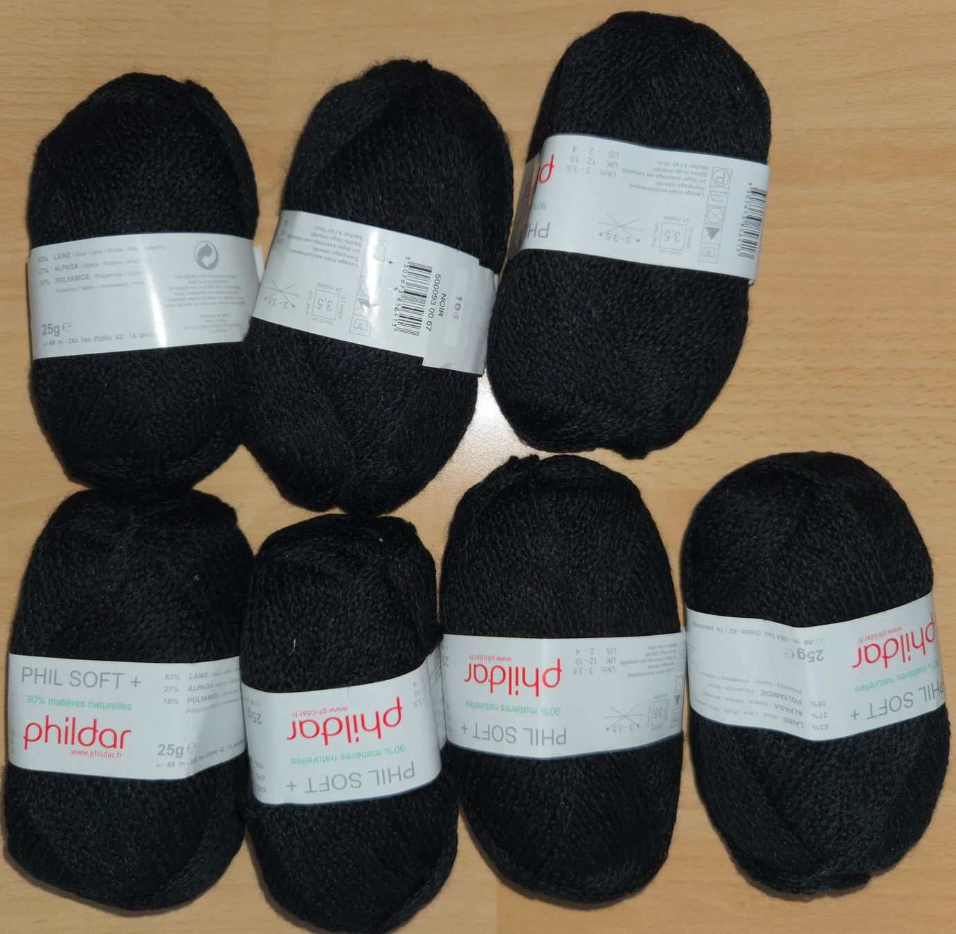 Lana: 7 Knäuel Wolle schwarz Phil Soft – Nuovo e nell'imballaggio originale da Gossau SG venduto da oreliefredy