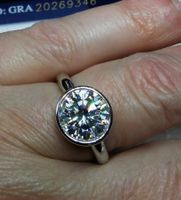 Bague argent avec diamant de moissanite de 3 ct certifié GRA