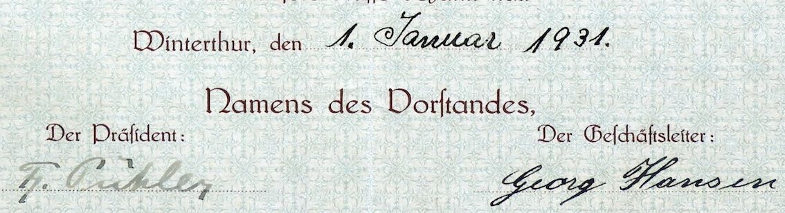 Documenti: Genossenschaftsschreinerei Winterthur - 1931 – Usato da Solothurn venduto da Sgasche 1