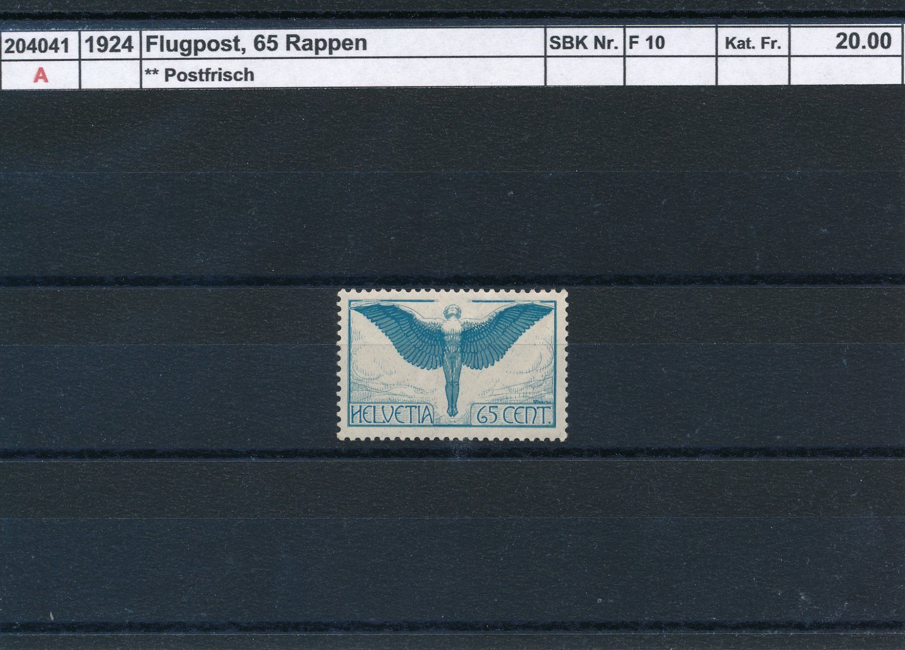 Tutti i francobolli: 1924 Flugpost - 65 Rp., ** postfrisch – Nuovo (secondo la descrizione) da Winterthur venduto da Zupogeru