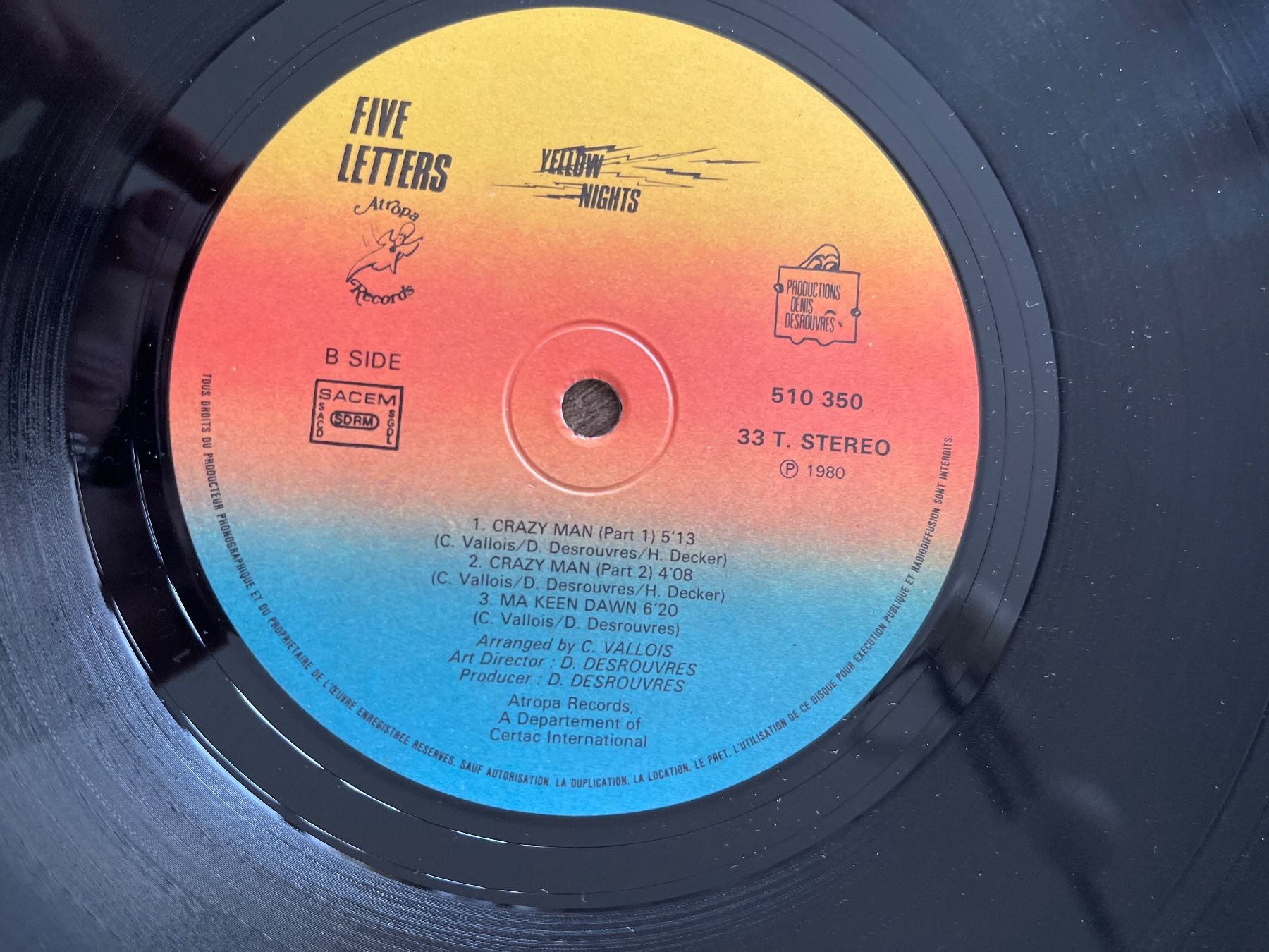 Dischi in vinile: A332/Five Letters - Yellow Nights – Usato da Frutigen venduto da Philippe_jsp 2