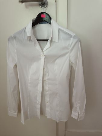 Prada White Cotton Blend Fitted Blouse