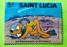 BRIEFMARKEN AUS St. Lucia Disney / Mondlandung UNGESTEMPELT 