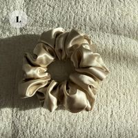 3# beige 100% Mulberry Silk Scrunchie Size L - NEW!