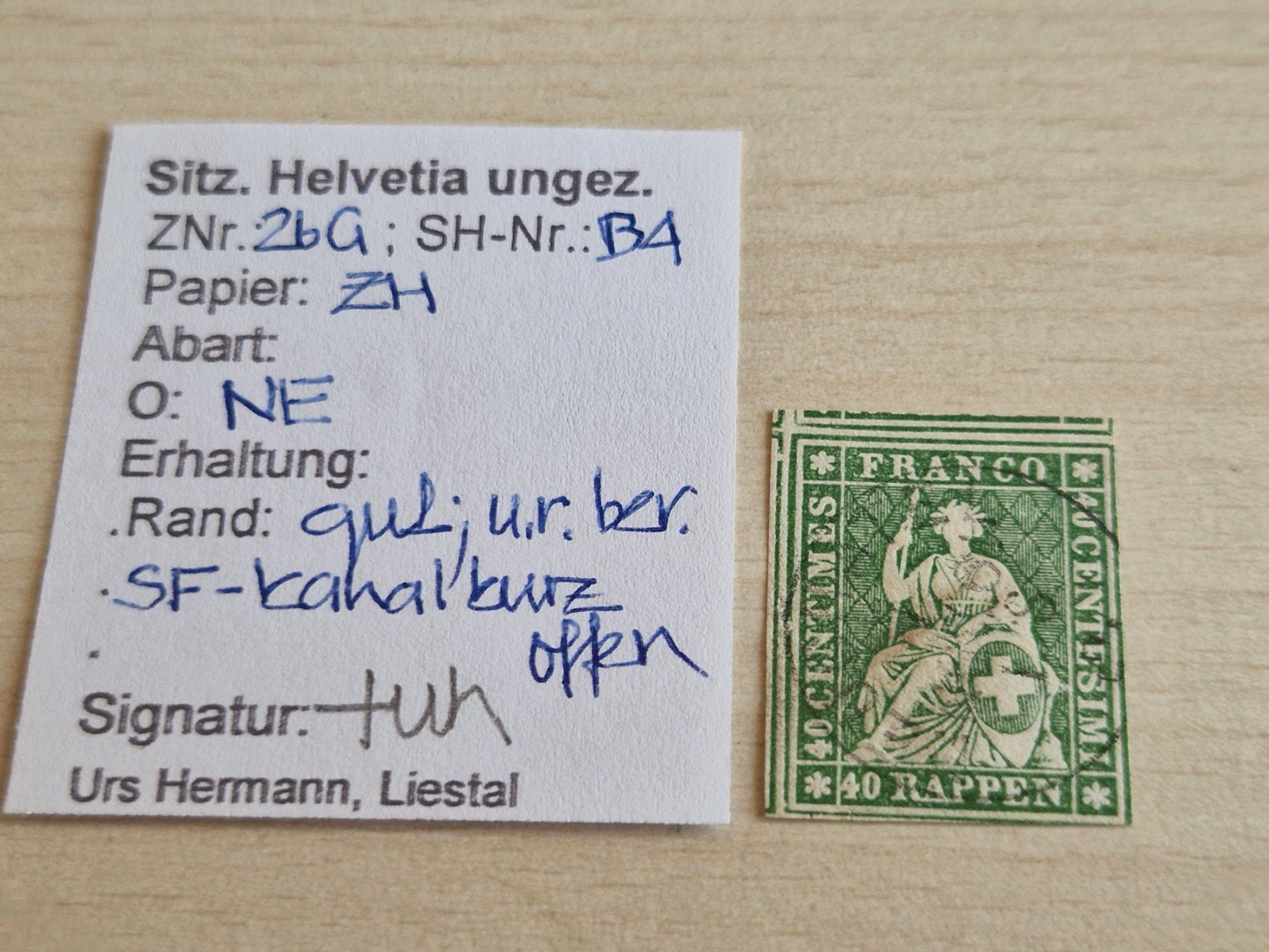 Tutti i francobolli: Strubel 26G, signiert, ab 1.- – Usato da Burgdorf venduto da Glossy01