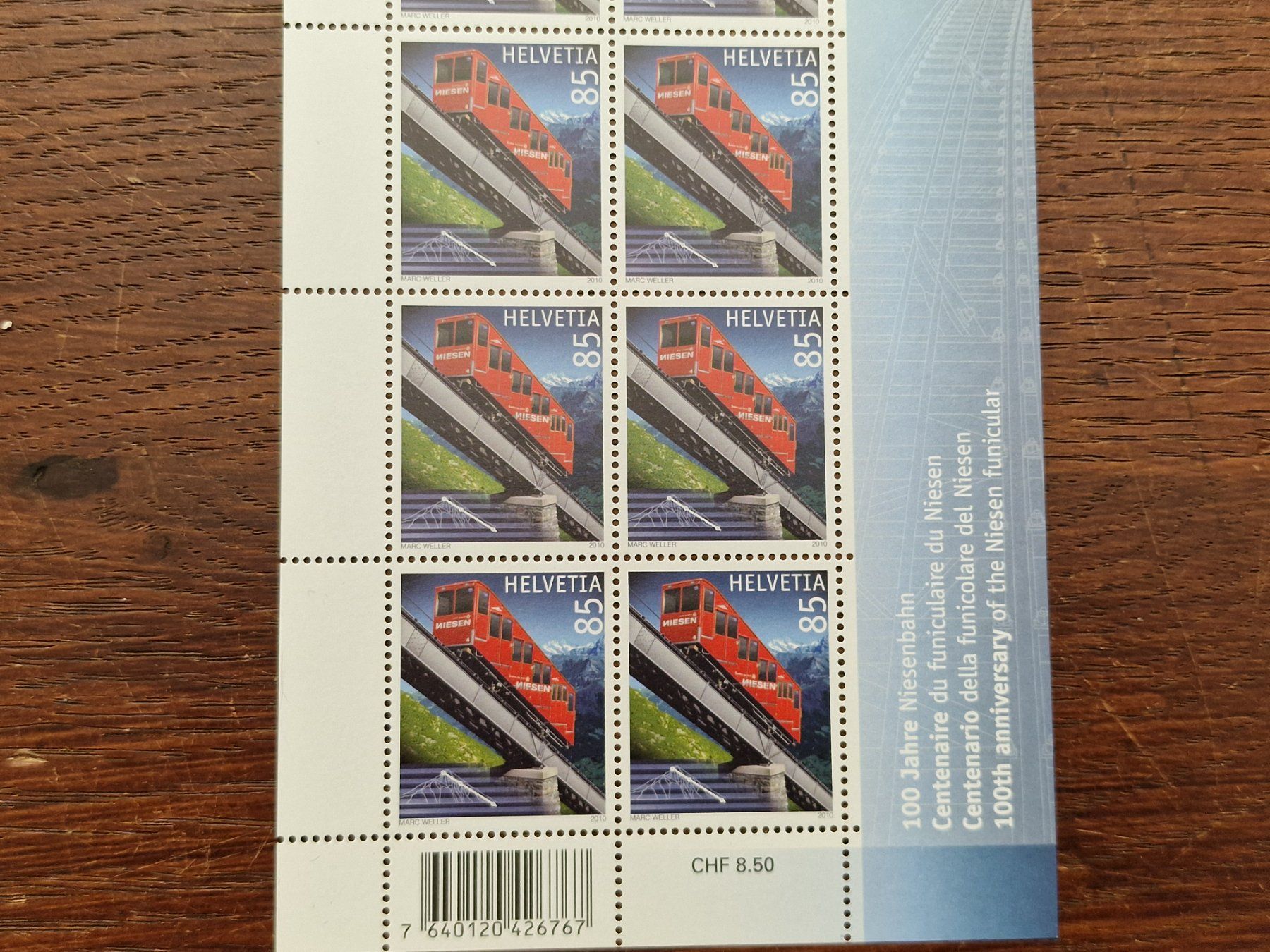 Tutti i francobolli: Kleinbogen 2010 - 1349 POSTFRISCH "100 Jahre Niesenbahn" – Usato da Aesch LU venduto da briefmarken.uray 2
