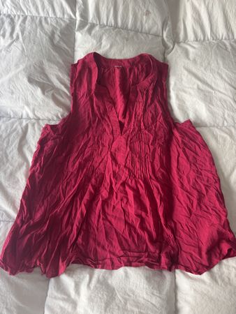 Débardeur plissé rose pour femme, sans manches, taille M