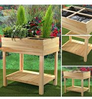 + Hochbeet Holz + 4 Fächer Pflanztisch Gartenbeet Blumen