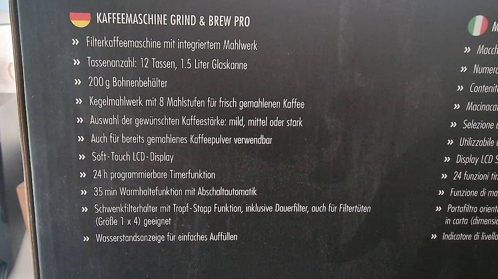 Kaffeemaschinen & Espressomaschinen: FilterKaffeemaschine »Grind & Brew Pro Thermo« – Gebraucht aus Beinwil am See von hei_v2s7 1
