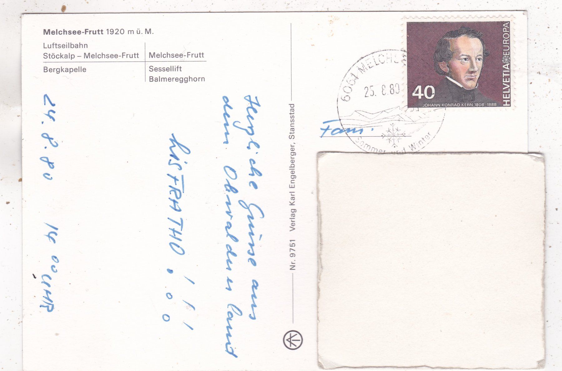 Cartoline postali: Melchsee Frutt 1980 – Usato da Herisau venduto da Lisegrat2008 1