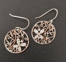 OHRRING SILBER 925 MIT BLUME UND SCHNÖRKEL
