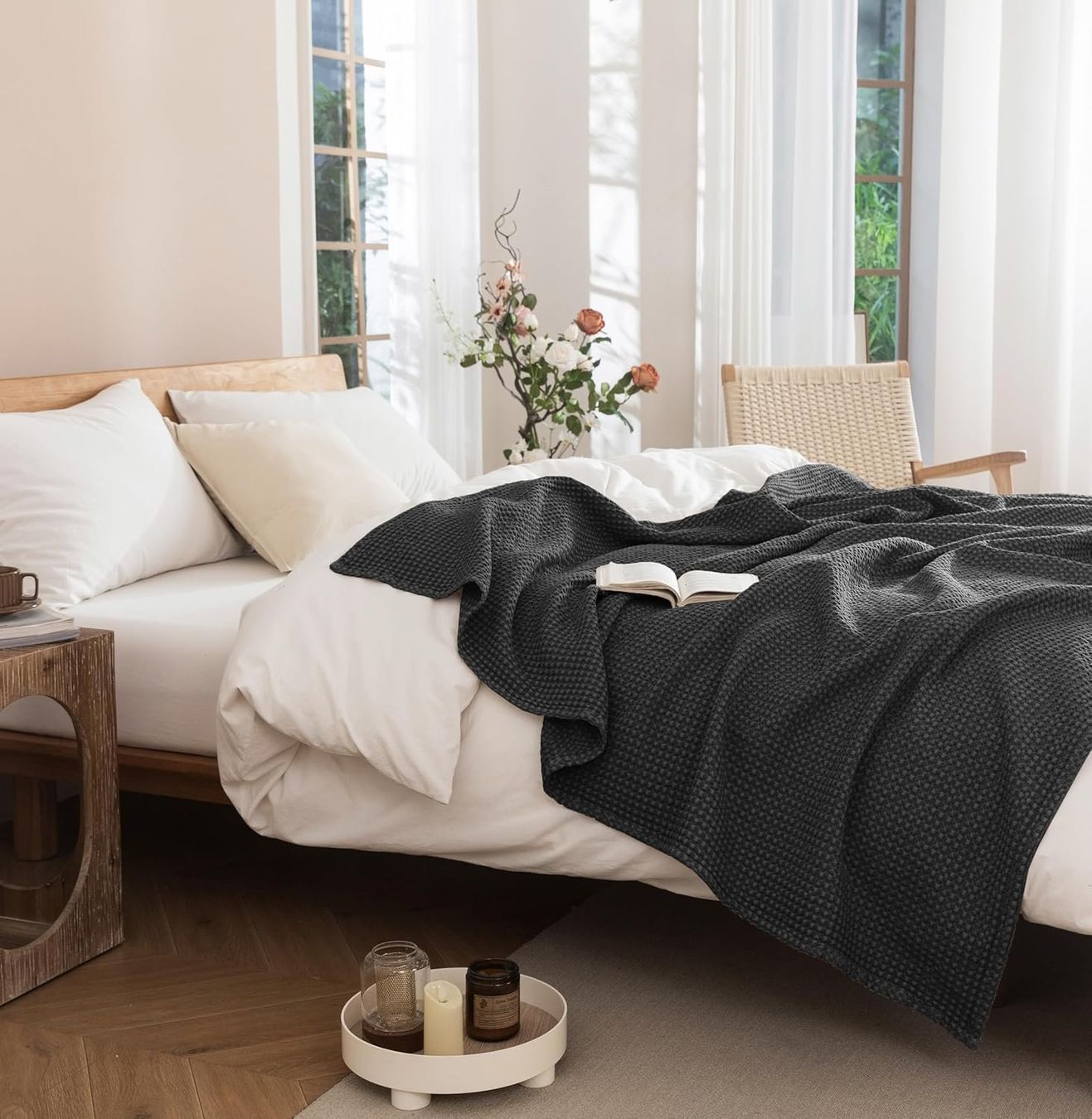Coperte: Baumwoll Tagesdecke 150x200 Waffeloptik Grau – Nuovo e nell'imballaggio originale da Suhr venduto da SchnapperCH 1