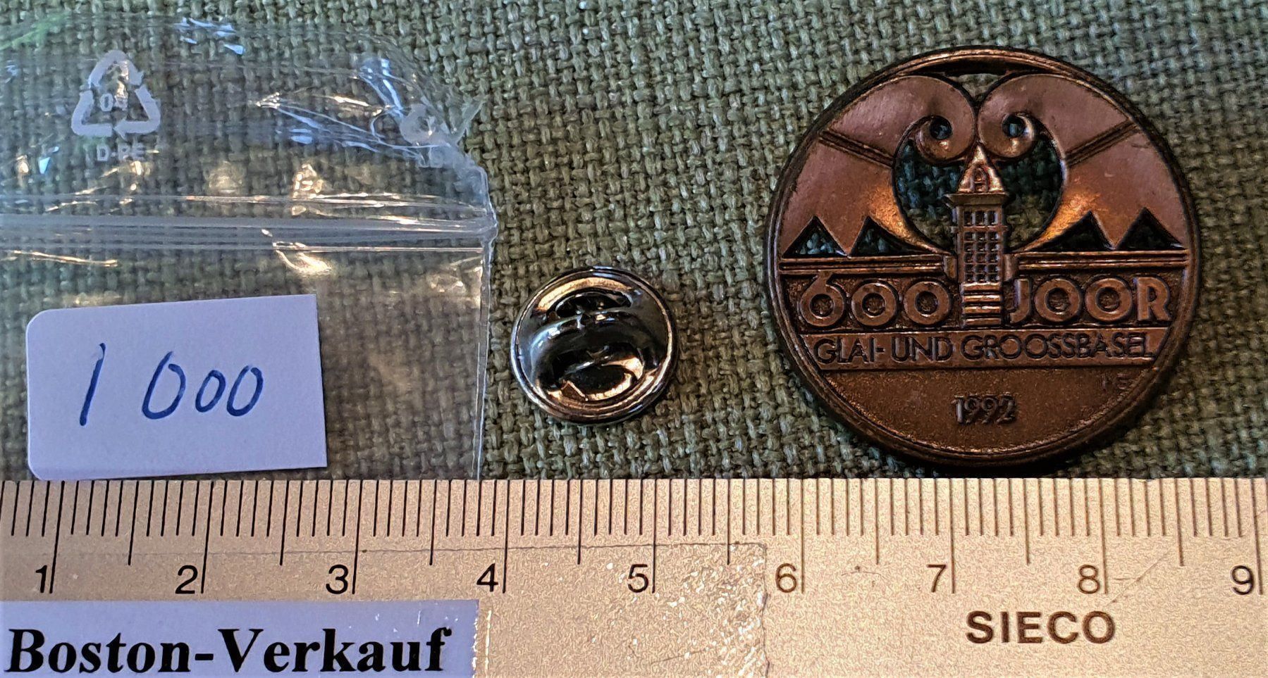 Placchette & Badge: I000  Pin 600 Joor GLAI & GROOSSBASEL 92 – Usato da Reinach BL venduto da Boston-Verkauf 2