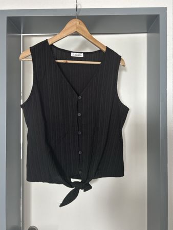 Ärmellose Bluse zum Binden von Chicoree, Grösse M, schwarz 